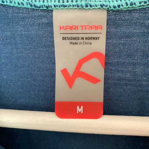 Kari Traa Wool Blue and Teal Half-zip Baselayer Sz M - Picture 2 of 4